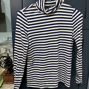 Striped Navy and White Turtleneck Top
